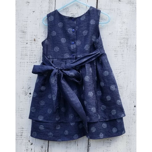 Pippa & Julie Blue Polka Dot Sleeveless Dress Size 5 - Picture 3 of 3